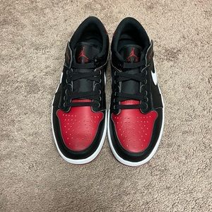 Nike Jordan 1 Low Fly Ease Red & Black with Velcro on top near laces Size 9